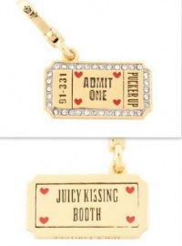 Juicy Couture Charm Kissing Booth Ticket Gold Charm Pave Accents YJRU4678 Juicy Couture Charm Kissing Booth Ticket Gold Charm Pave Accents YJRU4678