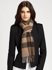 Ultra-luxe and soft cashmere in the classic check pattern.CashmereAbout 14 X 79Dry cleanMade in the United Kingdom Ultra-luxe and soft cashmere in the classic check pattern.CashmereAbout 14 X 79Dry cleanMade in the United Kingdom