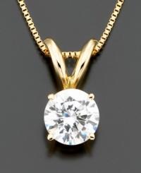 A twinkling round-cut diamond pendant (3/4 ct. t.w.) with an elegant 14k gold bale for standout style. Approximate length: 18 inches. Approximate drop: 1/2 inch. A twinkling round-cut diamond pendant (3/4 ct. t.w.) with an elegant 14k gold bale for standout style. Approximate length: 18 inches. Approximate drop: 1/2 inch.