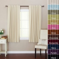 Solid Thermal Insulated Back Tap Blackout Curtain 63L- 1 Set-BEIGE - BOC Solid Thermal Insulated Back Tap Blackout Curtain 63L- 1 Set-BEIGE - BOC