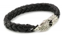 King Baby Men's Leather with Sterling Silver Eagle Clasp Bracelet King Baby Men's Leather with Sterling Silver Eagle Clasp Bracelet
