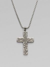 A distinguishing mix of textures lend fresh character to a sterling silver cross pendant. From the Waves Collection Sterling silver Box-chain necklace Length, about 22 Lobster clasp Imported 