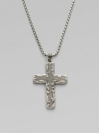 A distinguishing mix of textures lend fresh character to a sterling silver cross pendant. From the Waves Collection Sterling silver Box-chain necklace Length, about 22 Lobster clasp Imported A distinguishing mix of textures lend fresh character to a sterling silver cross pendant. From the Waves Collection Sterling silver Box-chain necklace Length, about 22 Lobster clasp Imported