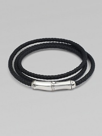 Braided leather wraps the wrist three times and is held by a sterling silver magnetic bamboo clasp.SilverLeatherAbout 24 longImported Braided leather wraps the wrist three times and is held by a sterling silver magnetic bamboo clasp.SilverLeatherAbout 24 longImported