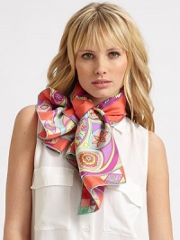 A pretty, patchwork butterfly sits center in this colorful, silk design. SilkAbout 36 X 36Dry cleanMade in Italy A pretty, patchwork butterfly sits center in this colorful, silk design. SilkAbout 36 X 36Dry cleanMade in Italy