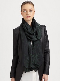 A classic pashmina scarf is enhanced with a striking abstract animal print.90% modal/10% cashmereAbout 70 X 180Dry cleanMade in Italy A classic pashmina scarf is enhanced with a striking abstract animal print.90% modal/10% cashmereAbout 70 X 180Dry cleanMade in Italy