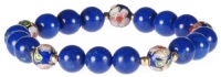 Gold Plated Sterling Silver Dyed Blue Howlite with Blue Cloisonne Round Beaded Elastic Bracelet Gold Plated Sterling Silver Dyed Blue Howlite with Blue Cloisonne Round Beaded Elastic Bracelet