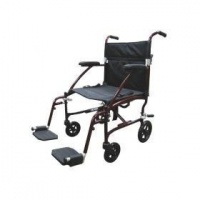 Drive Medical Fly Lite Ultra Lightweight Transport Wheelchair, Burgundy Frame, 19