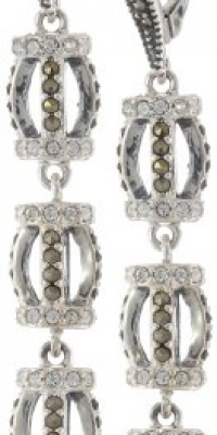 Judith Jack Tassels Sterling Silver Marcasite Crystal Triple Barrel Drop Earrings