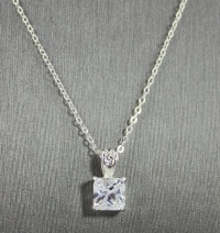 City by City Necklace, 16 Silver-Tone Square Cubic Zirconia Pendant Necklace