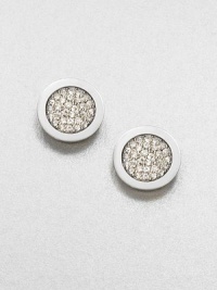 A modern design accented in pavé rhinestone. Glass stonesIon-plated steelSize, about .5Post backImported A modern design accented in pavé rhinestone. Glass stonesIon-plated steelSize, about .5Post backImported