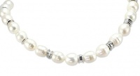 CleverEve Designer Series White Pearl Necklace w/ Sterling Silver Spacers 15 CleverEve Designer Series White Pearl Necklace w/ Sterling Silver Spacers 15