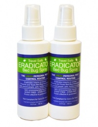 Travel Safe Bed Bug ERADICATOR Spray 2-Pack, Non-Toxic, Ready to Use Travel Size Bed Bug and Insect Spray - 3oz Travel Safe Bed Bug ERADICATOR Spray 2-Pack, Non-Toxic, Ready to Use Travel Size Bed Bug and Insect Spray - 3oz