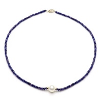 14k Yellow Gold 12-13mm Freshwater Cultured Pearl 4-5mm Blue Sapphire Gemstones Necklace 18 Length with 3mm Yellow Gold Beads and Filigree Clasp. 14k Yellow Gold 12-13mm Freshwater Cultured Pearl 4-5mm Blue Sapphire Gemstones Necklace 18 Length with 3mm Yellow Gold Beads and Filigree Clasp.