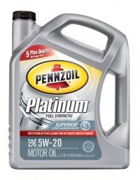 Pennzoil 550028522 5W-20 Platinum Full Synthetic Motor Oil - 5.1 Quart Jug