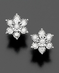Always in season: versatile flower earrings with pretty round-cut diamonds (1/5 ct. t.w.) set in 14k white gold. Always in season: versatile flower earrings with pretty round-cut diamonds (1/5 ct. t.w.) set in 14k white gold.