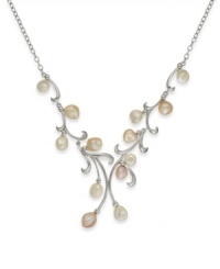 An ethereal delight. This whimsical necklace features a pretty leaf pattern highlighted by Keishi cultured freshwater pearls (8-10 mm). Set in sterling silver. Approximate length: 19 inches. Approximate drop: 2 inches. An ethereal delight. This whimsical necklace features a pretty leaf pattern highlighted by Keishi cultured freshwater pearls (8-10 mm). Set in sterling silver. Approximate length: 19 inches. Approximate drop: 2 inches.
