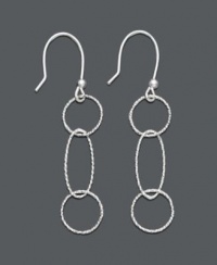 Macy's Sterling Silver Circular and Oval Linear Drop Earrings Macy's Sterling Silver Circular and Oval Linear Drop Earrings