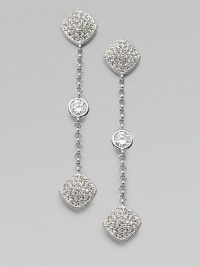 Delicate link chain with a sparkling pavé and faceted station drop. Rhodium plated brassCubic zirconiaCrystalsDrop, about 1¾Post backImported Delicate link chain with a sparkling pavé and faceted station drop. Rhodium plated brassCubic zirconiaCrystalsDrop, about 1¾Post backImported