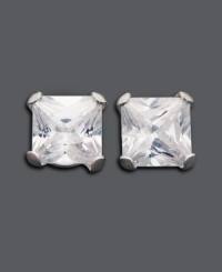 Classy and glamorous -- simple studs add instant elegance. Earrings feature square-cut cubic zirconias (1-1/3 ct. t.w.) in a 14k white gold post setting. Approximate diameter: 1/8 inch. Classy and glamorous -- simple studs add instant elegance. Earrings feature square-cut cubic zirconias (1-1/3 ct. t.w.) in a 14k white gold post setting. Approximate diameter: 1/8 inch.