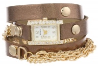 XOXO Women's XO5630 Metallic Brown Band with Chains Accent Double Wrap Watch XOXO Women's XO5630 Metallic Brown Band with Chains Accent Double Wrap Watch