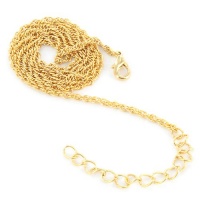 18 Inch 3mm wide 14 Karat Gold Plated Rope Chain with 2 Inch Extension 18 Inch 3mm wide 14 Karat Gold Plated Rope Chain with 2 Inch Extension
