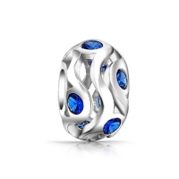 Bling Jewelry Blue Sapphire CZ September Birthstone 925 Sterling Silver Bead Bling Jewelry Blue Sapphire CZ September Birthstone 925 Sterling Silver Bead