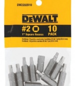 DEWALT DW2202B10 #2 Square Recess 1-Inch Bit Tip (10-Pack)