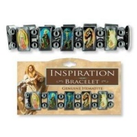 Creative Ventures Religious Saints Hematite Tile Stretch Bracelet Creative Ventures Religious Saints Hematite Tile Stretch Bracelet