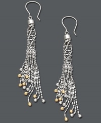 Dust your shoulders in sparkling statement makers. Crafted in 14k gold over sterling silver and sterling silver, this linear style is sure to dazzle. Approximate drop: 3 inches. Dust your shoulders in sparkling statement makers. Crafted in 14k gold over sterling silver and sterling silver, this linear style is sure to dazzle. Approximate drop: 3 inches.