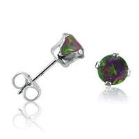 5MM Round Mystic Topaz Stud Earrings in Sterling Silver 1ct tgw