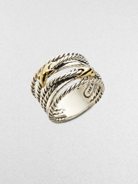 From the Crossover Collection. This sterling silver style is punctuated with 18k gold Xs. Sterling silver 18k gold Width, about ¼ Imported From the Crossover Collection. This sterling silver style is punctuated with 18k gold Xs. Sterling silver 18k gold Width, about ¼ Imported
