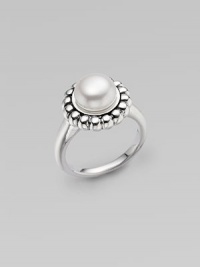 From the Luna Collection. A round pearl setting with fluted sterling silver border on a delicate band.Pearl Sterling silver Width, about ¾ Length, about 1¼ Imported Additional Information Women's Ring Size Guide 