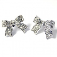 I'm A Cute Little Princess Ribbon Pave' Earrings (Clear Crystals) I'm A Cute Little Princess Ribbon Pave' Earrings (Clear Crystals)