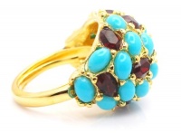 Kenneth Jay Lane Adj Size 5- 7.5 Couture Sim. Turquoise & Red Ruby Ring NEW Kenneth Jay Lane Adj Size 5- 7.5 Couture Sim. Turquoise & Red Ruby Ring NEW