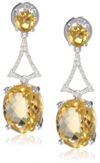 Badgley Mischka Fine Jewelry Cushion Cut White Diamonds Citrine Drop Earrings Badgley Mischka Fine Jewelry Cushion Cut White Diamonds Citrine Drop Earrings
