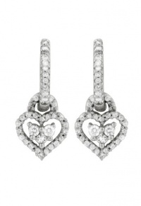 Effy Jewlery 14K White Gold Diamond Heart Earrings, .61 TCW