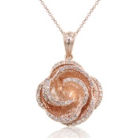 Effy Jewelry 14K Rose Gold Diamond Flower Pendant Necklace (0.31 TCW) Effy Jewelry 14K Rose Gold Diamond Flower Pendant Necklace (0.31 TCW)