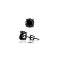 Bling Jewelry Sterling Black Cubic Zirconia Screw Back Post Stud Earrings 5mm