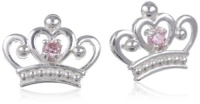 Disney Princess Sterling Silver Pink Crown Shaped Stud Earrings Disney Princess Sterling Silver Pink Crown Shaped Stud Earrings