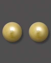 Get an incredible glow. These sunny stud earrings feature cultured, golden south sea pearls (8-9 mm) set in 14k gold. Get an incredible glow. These sunny stud earrings feature cultured, golden south sea pearls (8-9 mm) set in 14k gold.