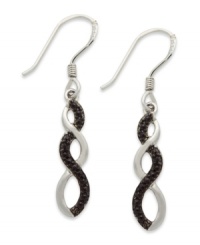 A beauty that lasts. Victoria Townsend's infinity-shaped earrings are crafted from sterling silver with black diamond accents adding an elegant touch. Approximate drop: 1-1/2 inches. A beauty that lasts. Victoria Townsend's infinity-shaped earrings are crafted from sterling silver with black diamond accents adding an elegant touch. Approximate drop: 1-1/2 inches.