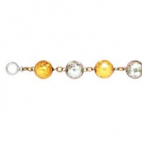 925 Silver & 14k Yellow Gold Vermeil Hammered Ball Bracelet- 8.5 IN