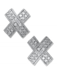 An excellent choice. Victoria Townsend's X-shaped earrings sparkle with round-cut diamonds (1/10 ct. t.w.), enhancing their appeal. Set in sterling silver. Approximate diameter: 1/2 inch. An excellent choice. Victoria Townsend's X-shaped earrings sparkle with round-cut diamonds (1/10 ct. t.w.), enhancing their appeal. Set in sterling silver. Approximate diameter: 1/2 inch.
