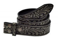 Buckle Rage Embossed Western Leather Snap on Belt Buckle Black