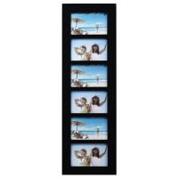 ADECO PF0167 6-Opening Black Wood Wall Hanging Collage Picture Photo Frames - Holds Six 4x6 Inches Photos,Home Decor Wall Art,Great Gift