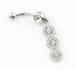 316L Surgical Steel 14G Clear Gem Crystal 3 Flowers Circle Dangle Belly Navel Rings Bar Barbell 316L Surgical Steel 14G Clear Gem Crystal 3 Flowers Circle Dangle Belly Navel Rings Bar Barbell
