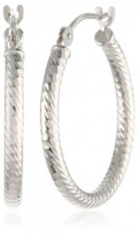 Duragold 14k White Gold Diamond-Cut Hoop Earrings, (0.7 Diameter) Duragold 14k White Gold Diamond-Cut Hoop Earrings, (0.7 Diameter)