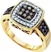 14k Yellow or White Gold 0.50 CT Brilliant Diamond Fashion Ring Pave with Chocolate And Clear Stones at the Center 14k Yellow or White Gold 0.50 CT Brilliant Diamond Fashion Ring Pave with Chocolate And Clear Stones at the Center