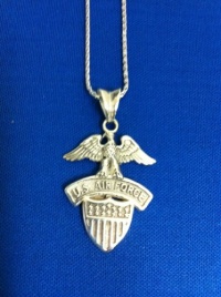 US Air Force .925 Sterling Silver Necklace - United States Military Jewelry Pendant - USAF Charm On Chain (22 Chain with Charm, .925 Sterling Silver) US Air Force .925 Sterling Silver Necklace - United States Military Jewelry Pendant - USAF Charm On Chain (22 Chain with Charm, .925 Sterling Silver)